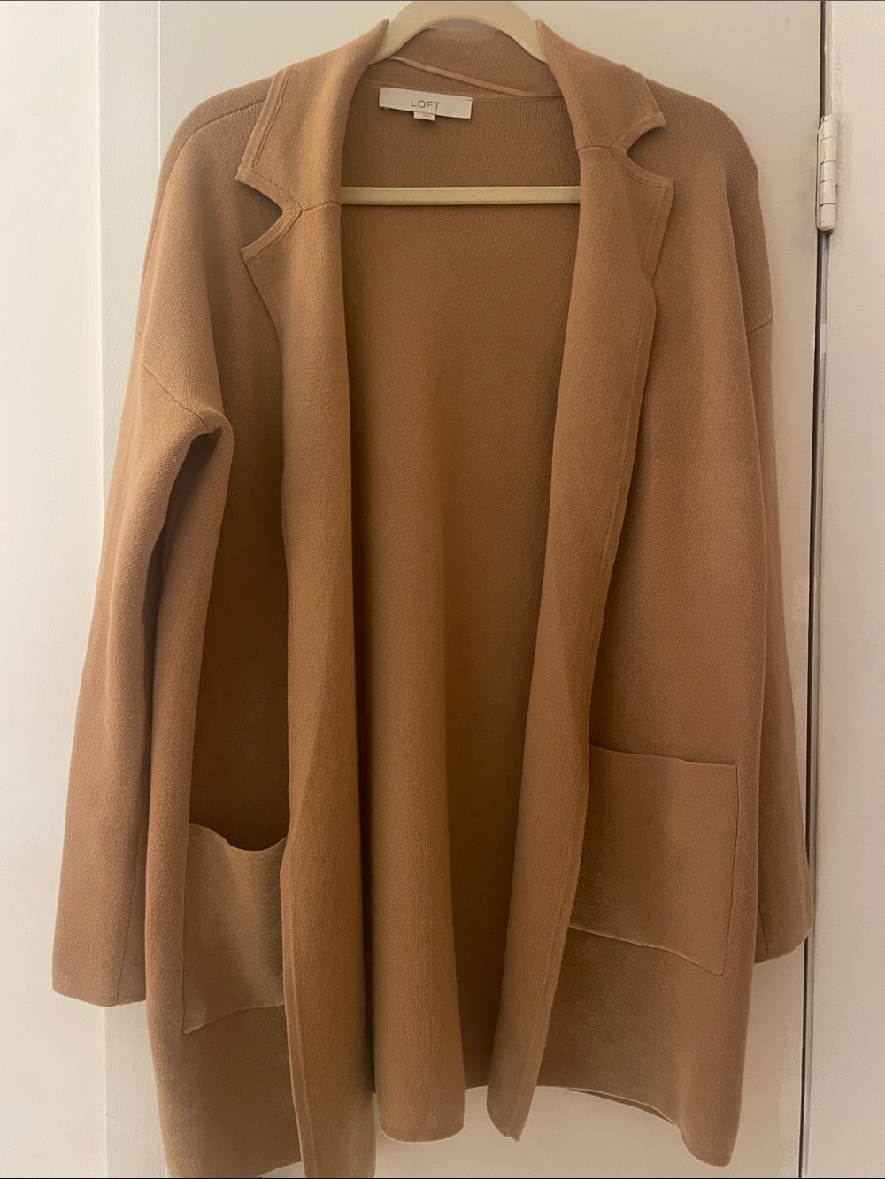 LOFT Camel Open-Front Trench Coatigan